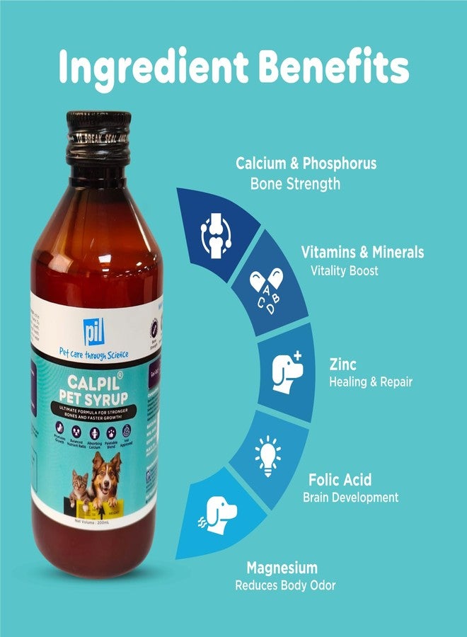 Pil Calpil Pet Syrup for Dogs & Cats | Multivitamin Syrup for Healthy Skin, Stronger Bones & Faster Growth | Nutritional Supplement with Vitamins & Minerals That Supports metabolic processes (200ml) - Image 4